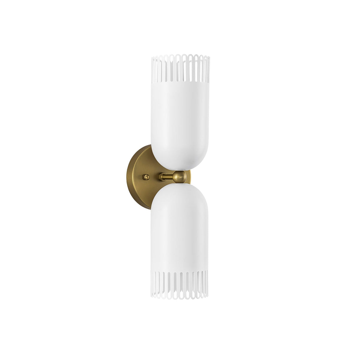 Brass White Tulip 2-Light Up Down Hourglass Vanity Wall Sconce