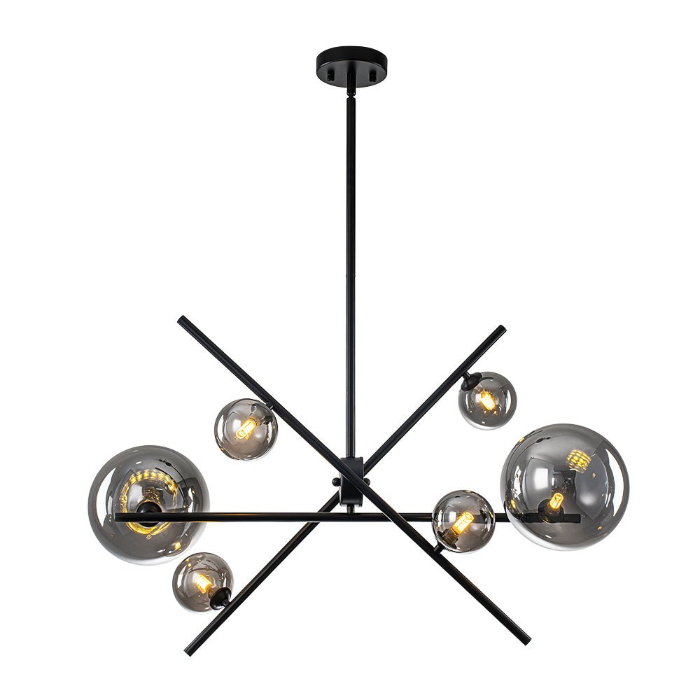 Celestial 6-Light Smoked Glass Globe Adjustable Sputnik Chandelier