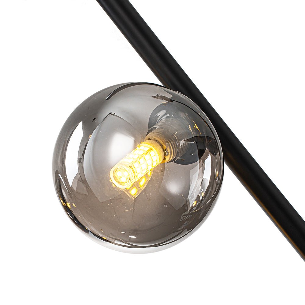 Celestial 6-Light Smoked Glass Globe Adjustable Sputnik Chandelier