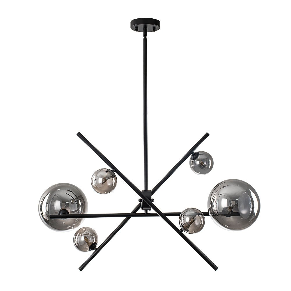 Celestial 6-Light Smoked Glass Globe Adjustable Sputnik Chandelier