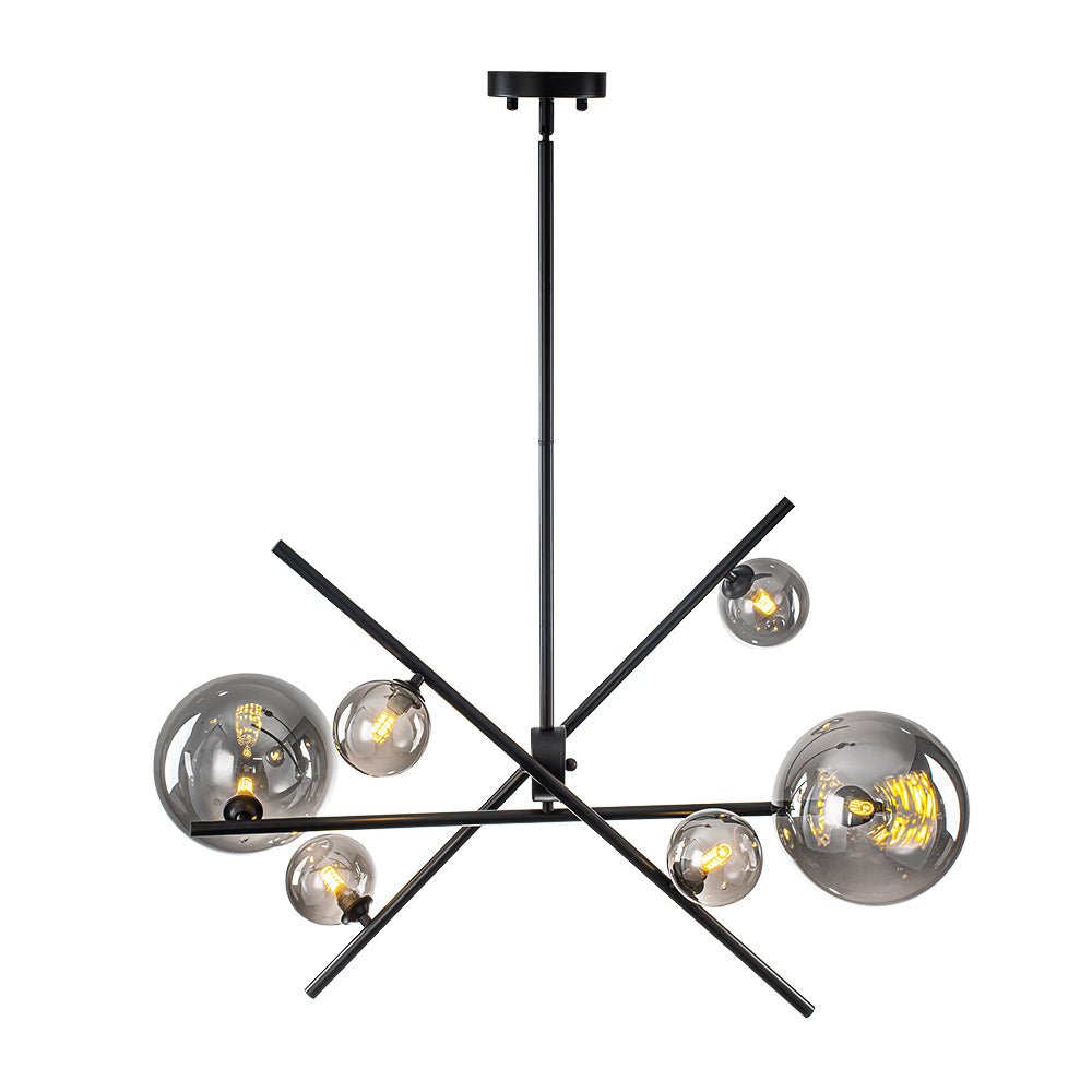 Celestial 6-Light Smoked Glass Globe Adjustable Sputnik Chandelier
