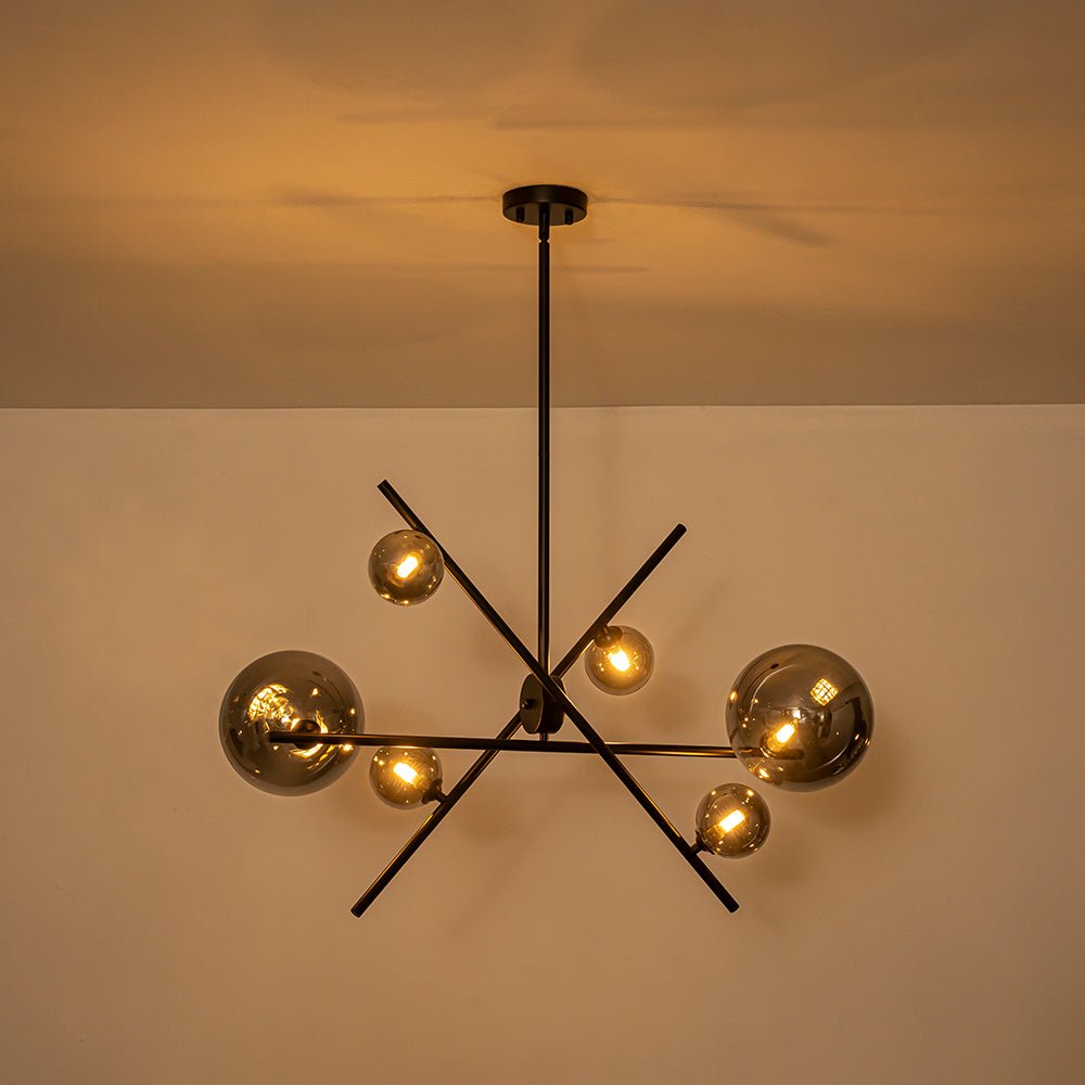 Celestial 6-Light Smoked Glass Globe Adjustable Sputnik Chandelier