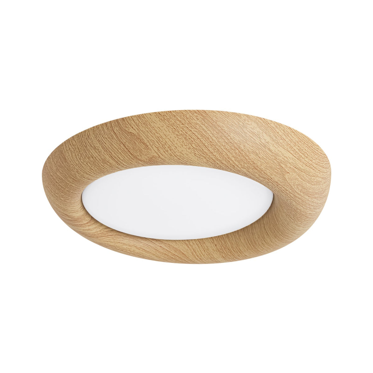 Crater Rustic Wood Grain Dimmable LED Flush Mount Light