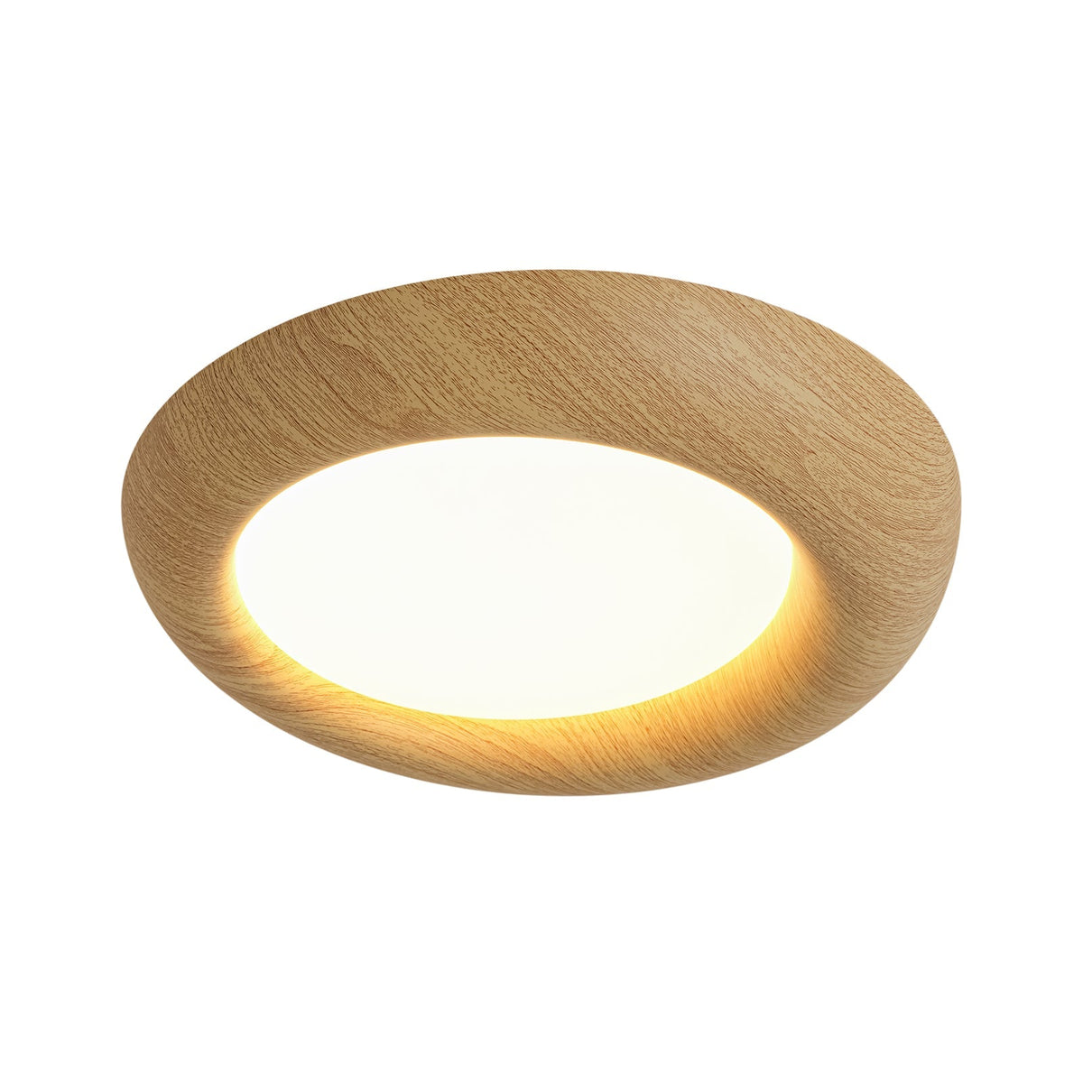 Crater Rustic Wood Grain Dimmable LED Flush Mount Light