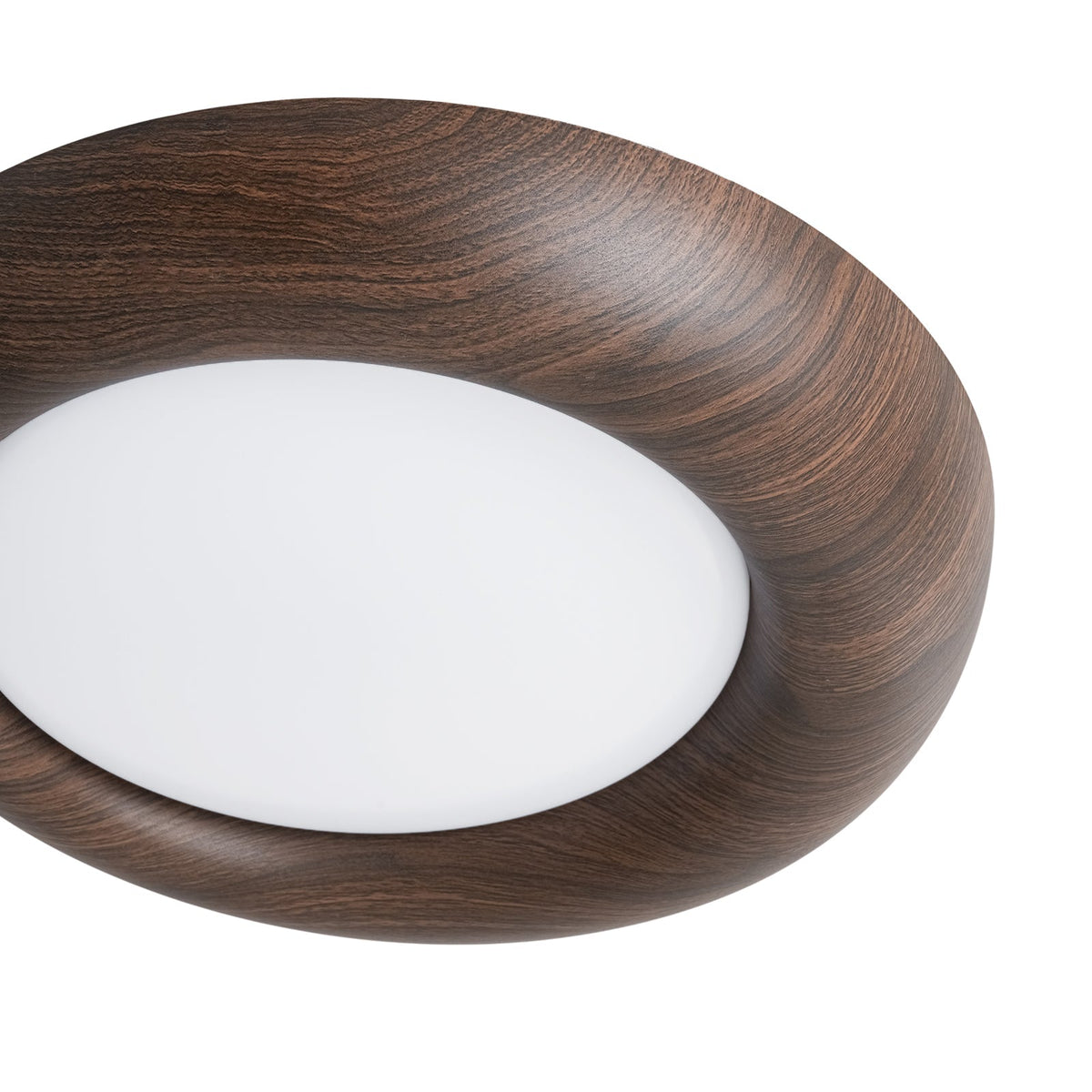 Crater Rustic Wood Grain Dimmable LED Flush Mount Light