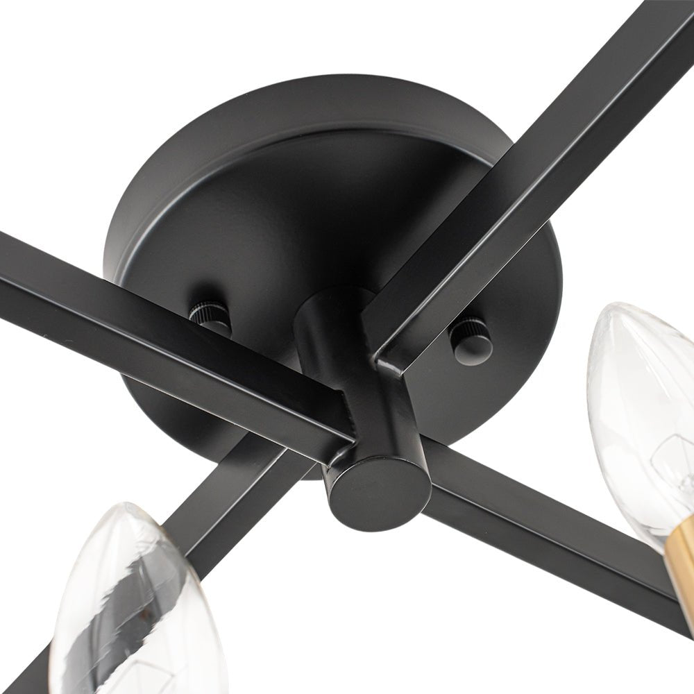 Farmhouse Black Brass 4-Light Square Cage Semi Flush Mount