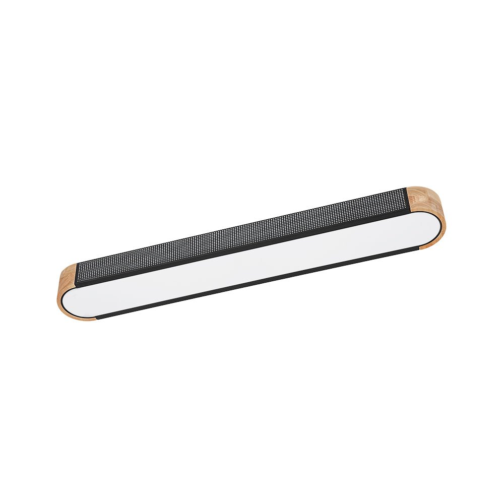 Farmhouse Black Mesh Wood Dimmable LED Oval Ceiling Light