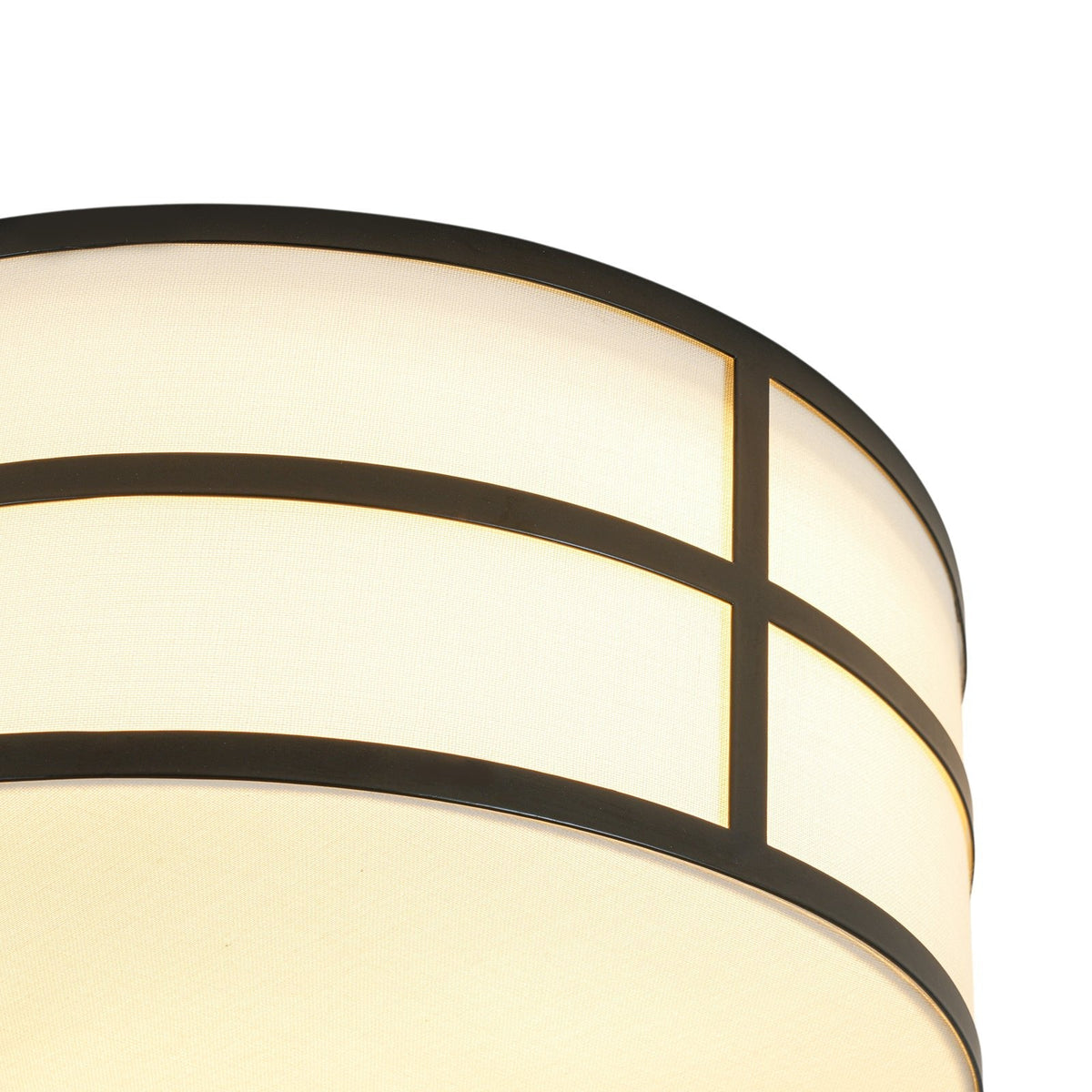 Farmhouse White Linen Fabric Drum Cage Flush Mount Light
