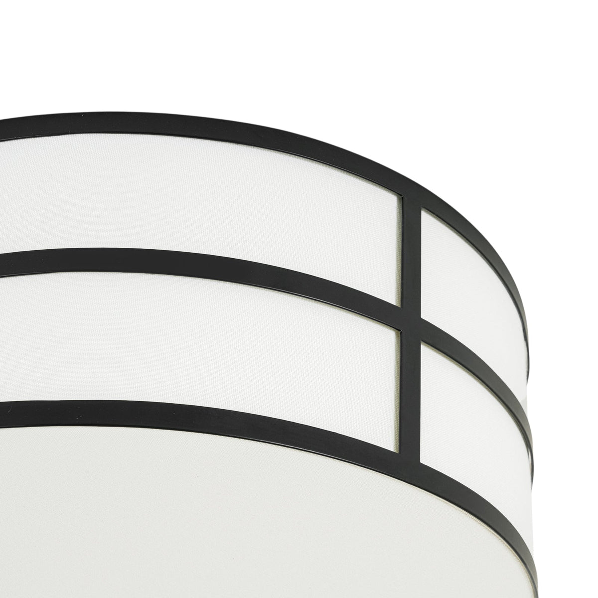 Farmhouse White Linen Fabric Drum Cage Flush Mount Light