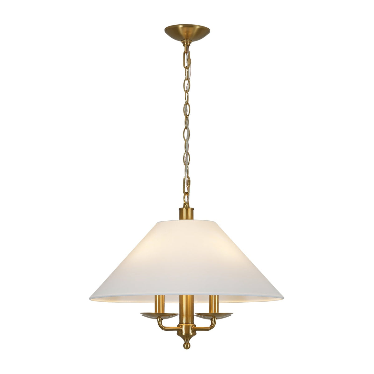French 4-Light Candle Style Fabric Conical Cage Pendant