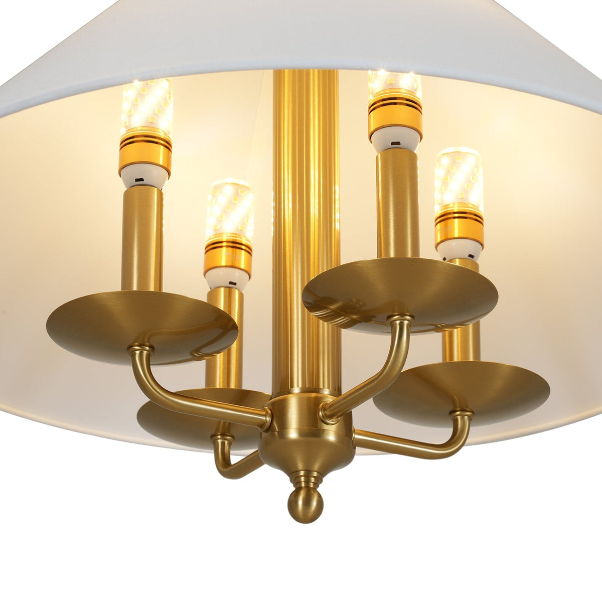 French 4-Light Candle Style Fabric Conical Cage Pendant