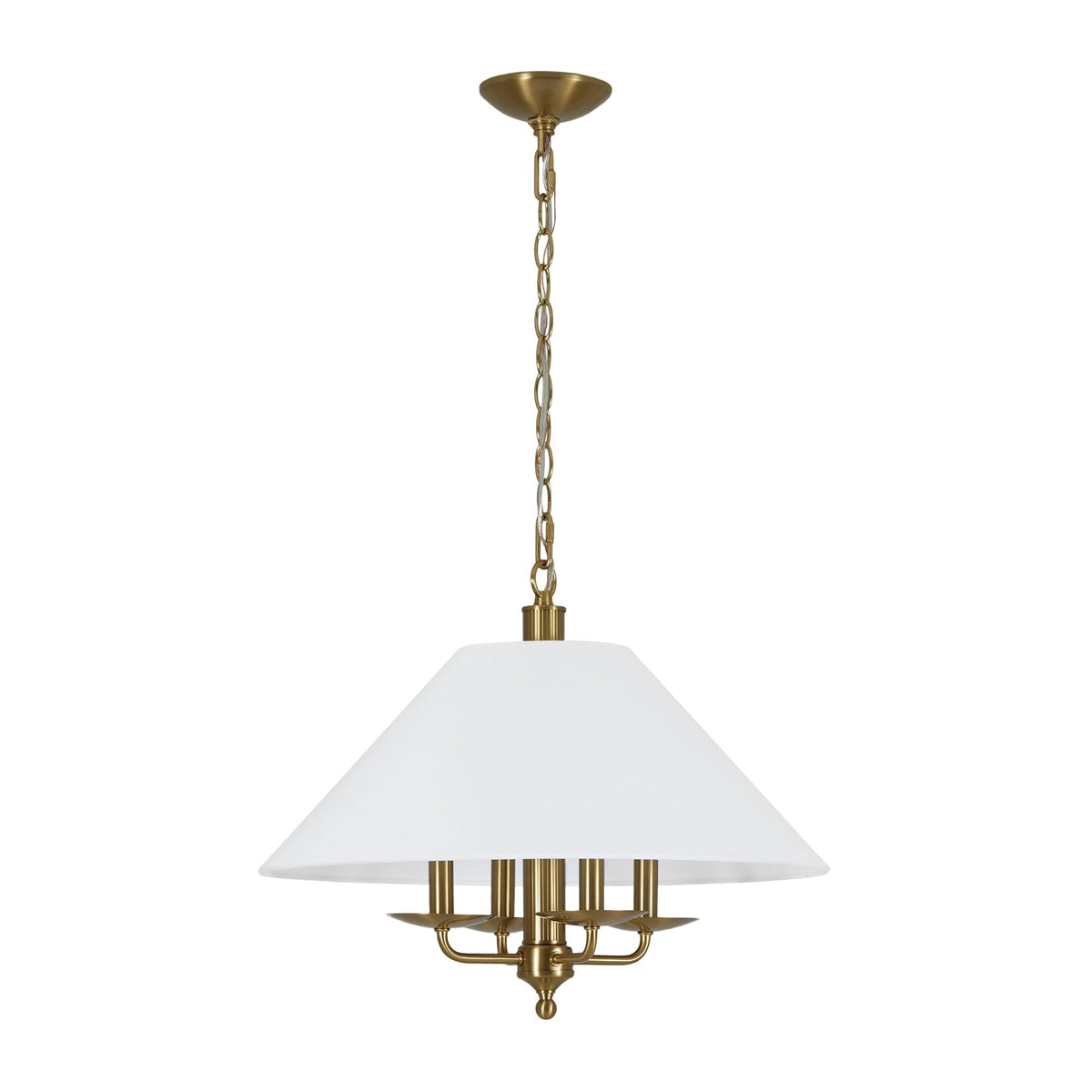 French 4-Light Candle Style Fabric Conical Cage Pendant