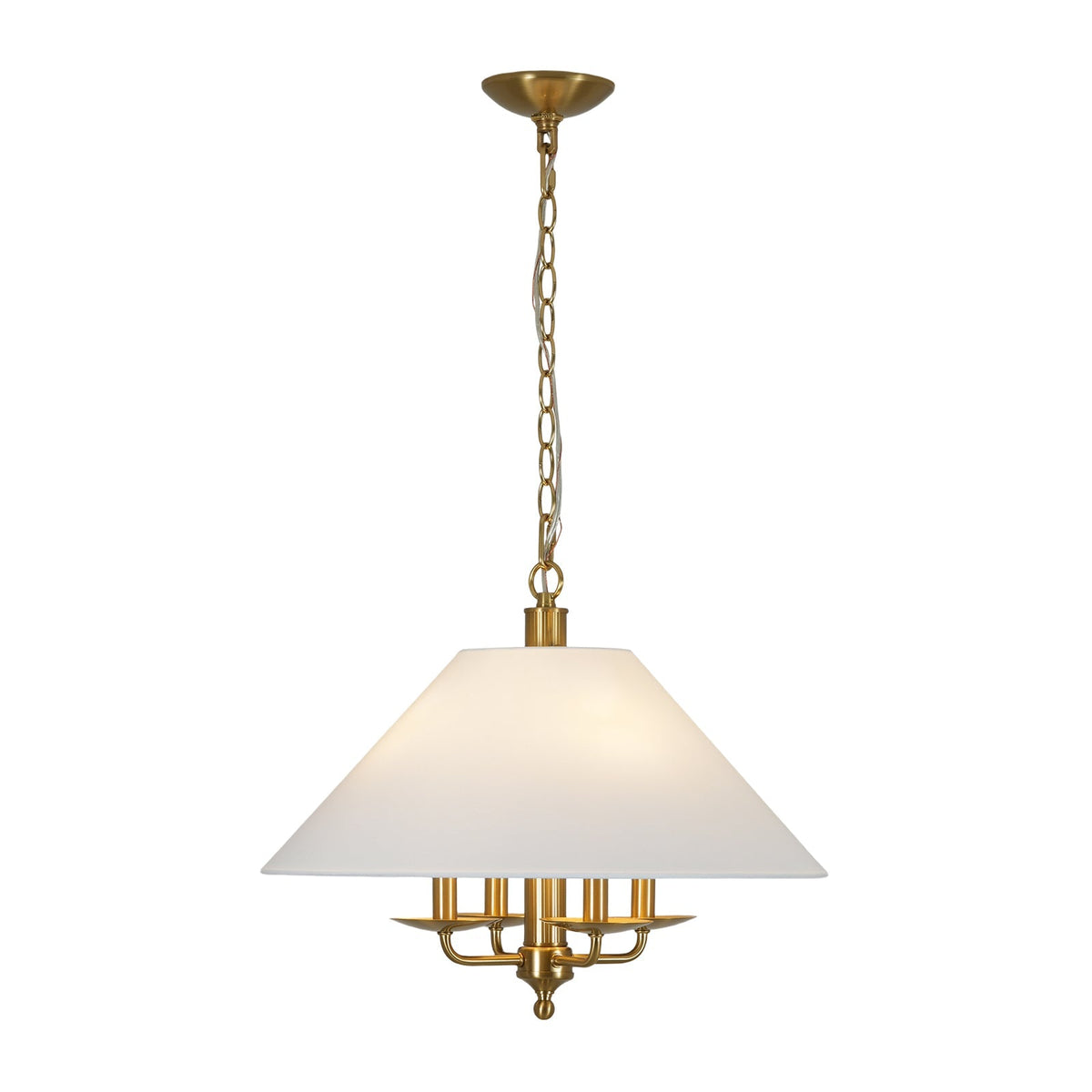 French 4-Light Candle Style Fabric Conical Cage Pendant