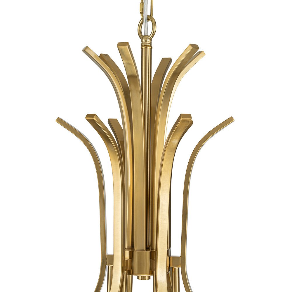 French 6-Light Frosted Glass Shade Scrolling Chandelier
