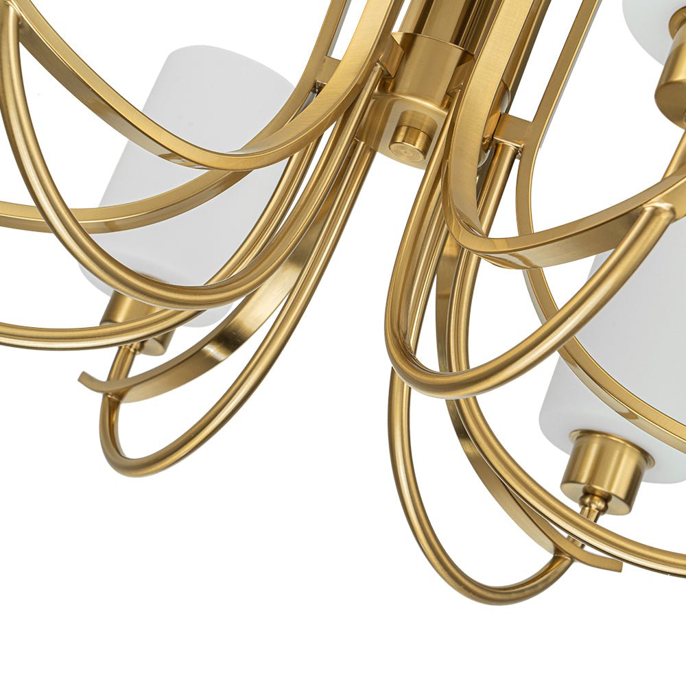 French 6-Light Frosted Glass Shade Scrolling Chandelier
