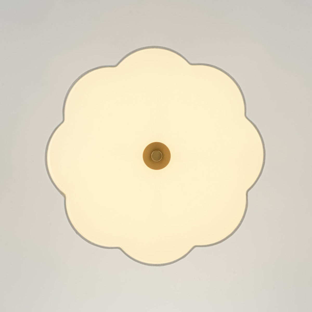 French Bloom White Fabric Scalloped Drum Cage Pendant