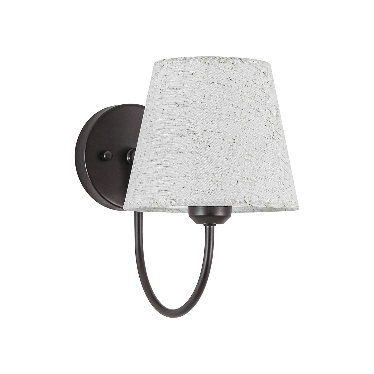 French Country 1-Light Beige Fabric Cone Armed Wall Sconce