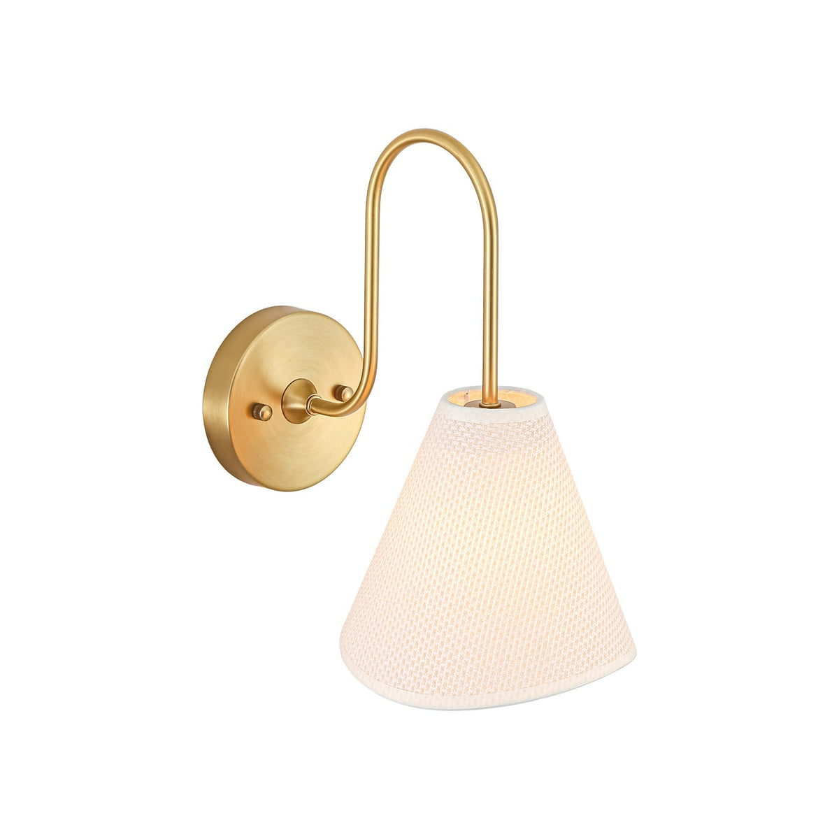 French Country 1-Light Beige Woven Fabric Cone Wall Sconce