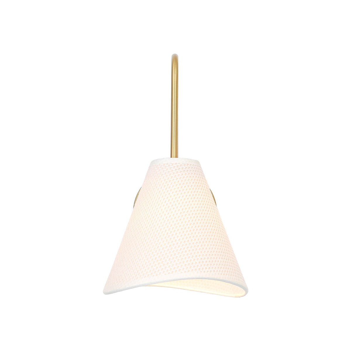 French Country 1-Light Beige Woven Fabric Cone Wall Sconce