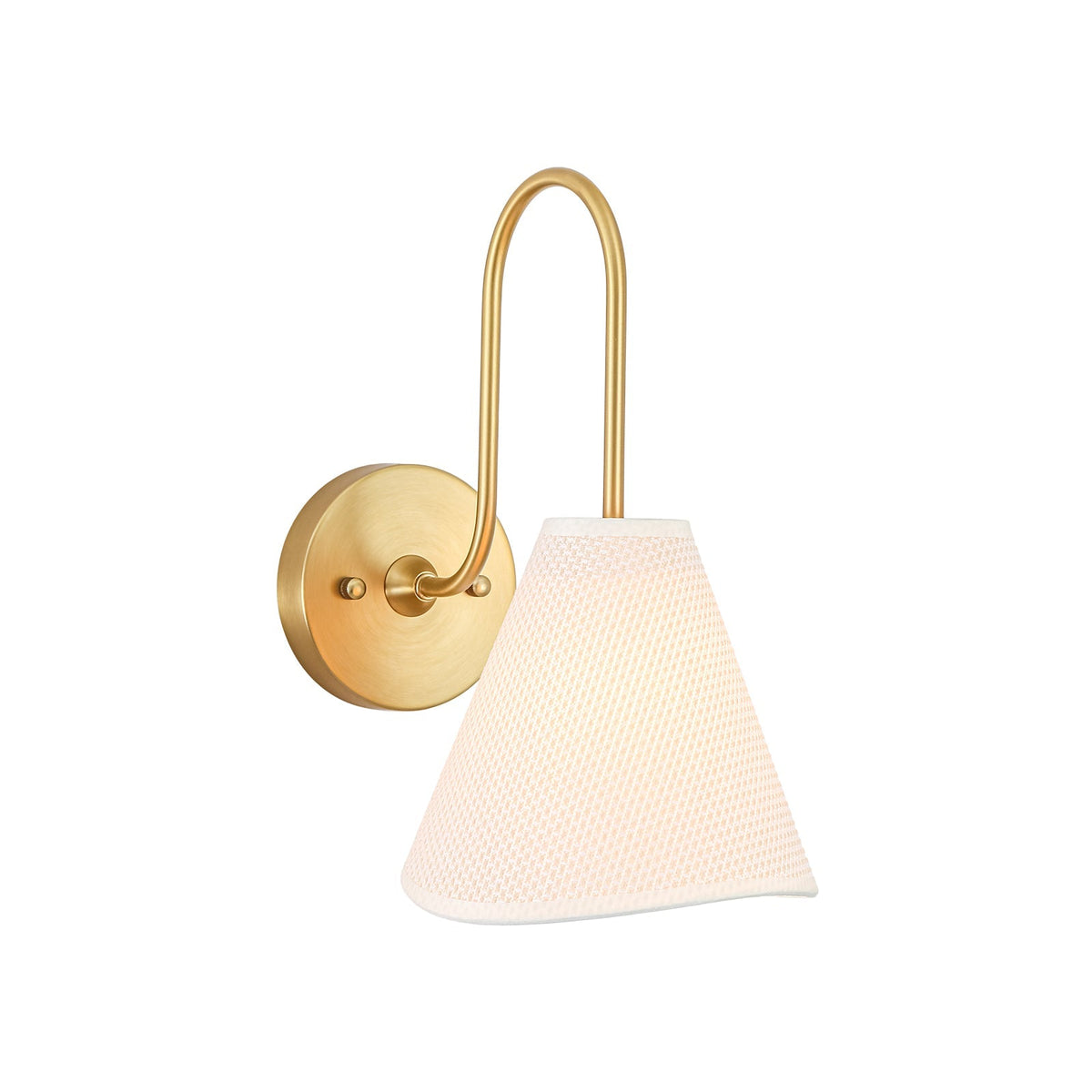 French Country 1-Light Beige Woven Fabric Cone Wall Sconce