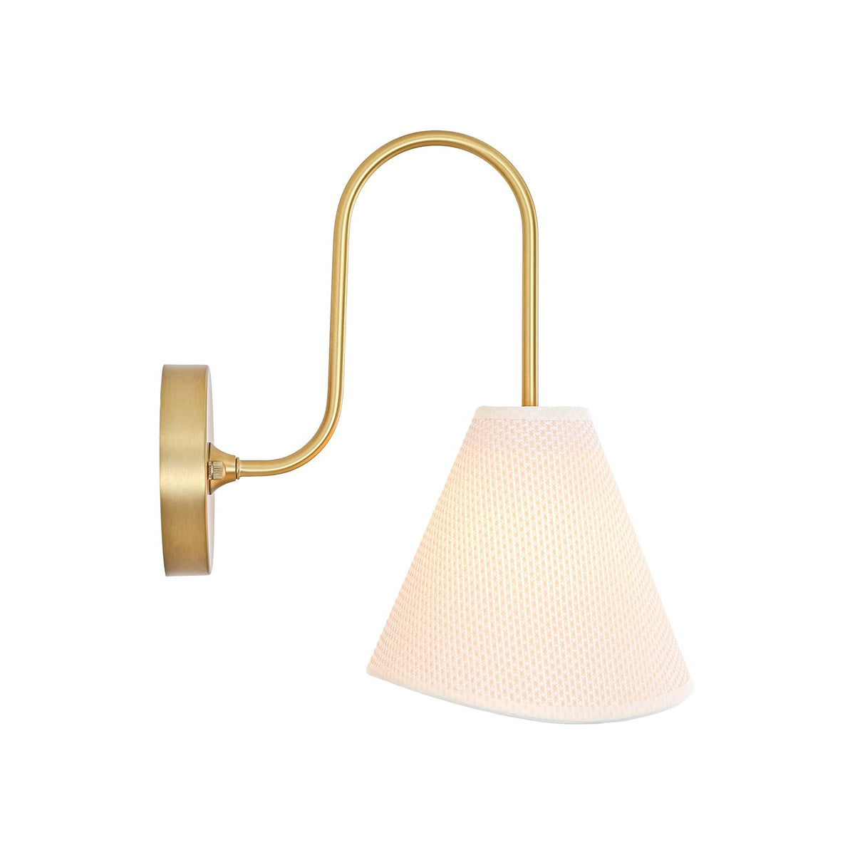 French Country 1-Light Beige Woven Fabric Cone Wall Sconce