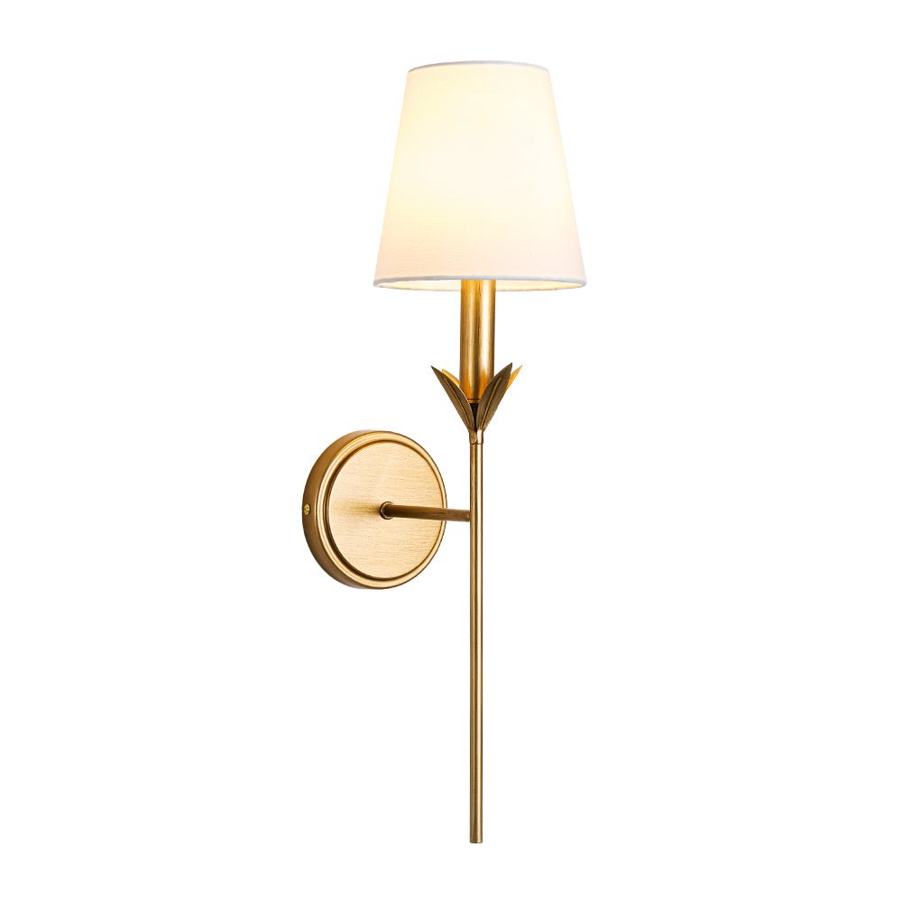 French Country 1-Light Fabric Conical Vanity Wall Sconce