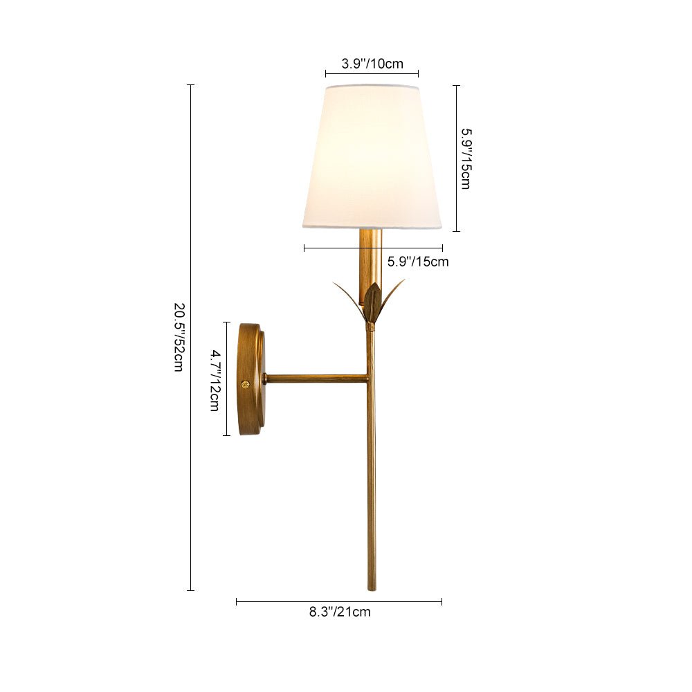French Country 1-Light Fabric Conical Vanity Wall Sconce