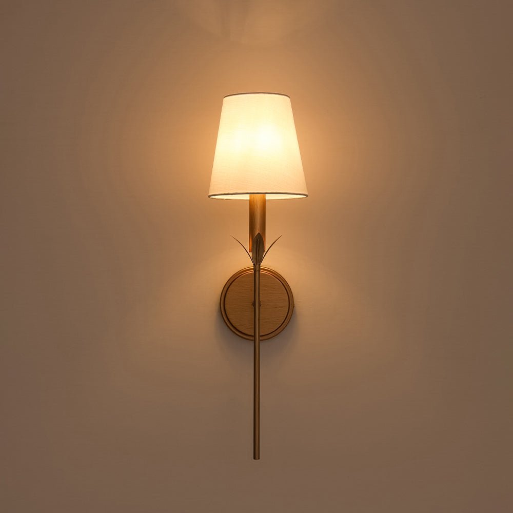 French Country 1-Light Fabric Conical Vanity Wall Sconce