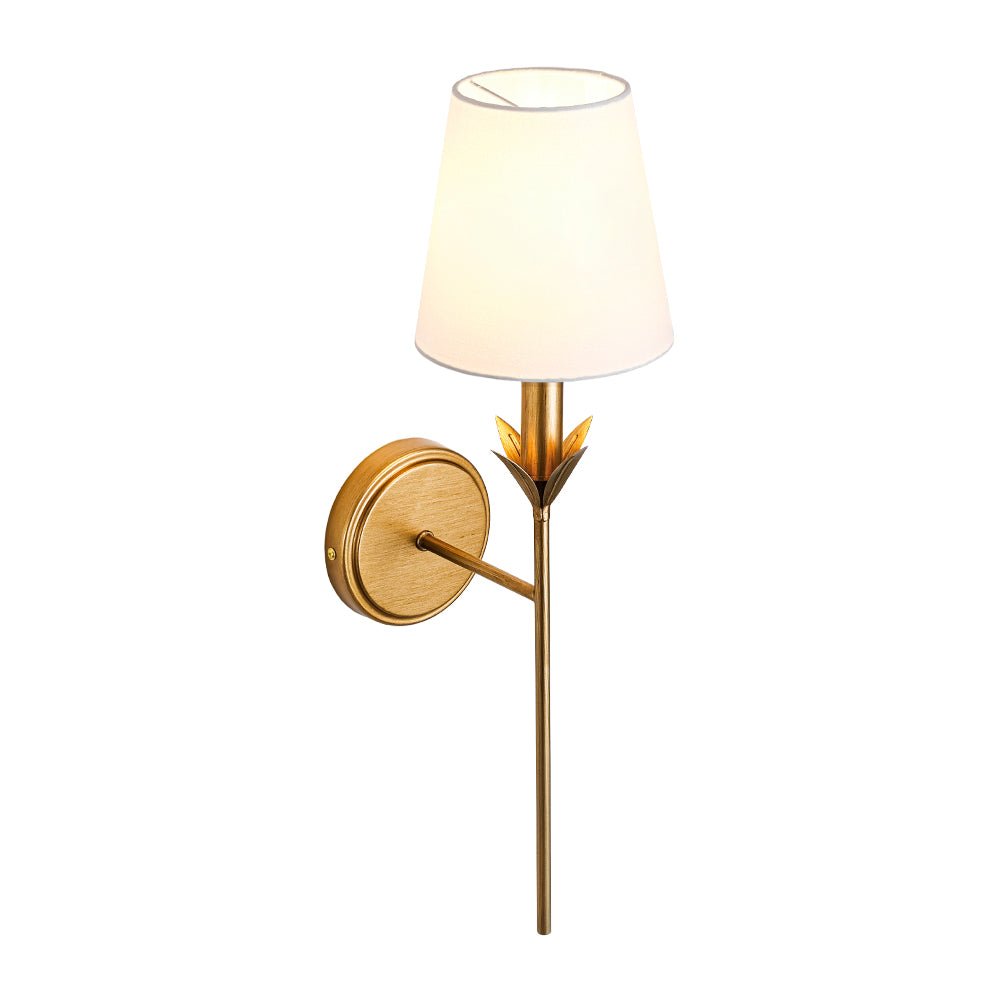 French Country 1-Light Fabric Conical Vanity Wall Sconce
