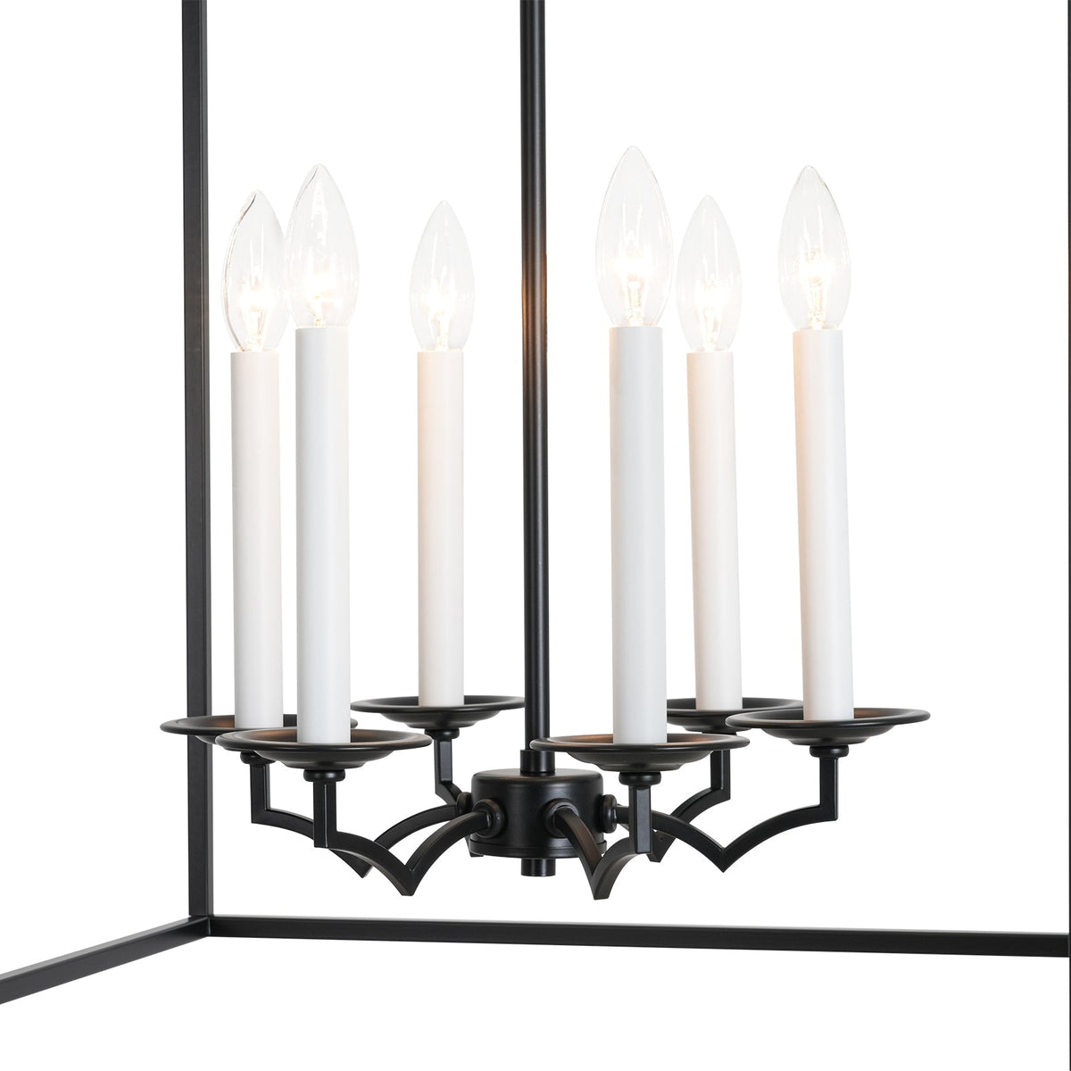 21.7“ French Manor Black Candle Square Lantern Entry Chandelier