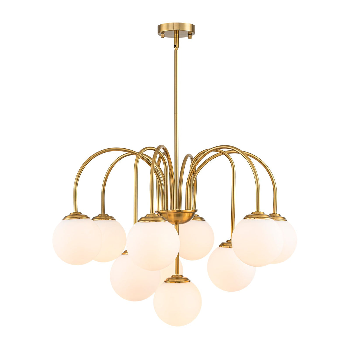 Funky 10-Light Tiered Round Opal Glass Globe Bubble Chandelier