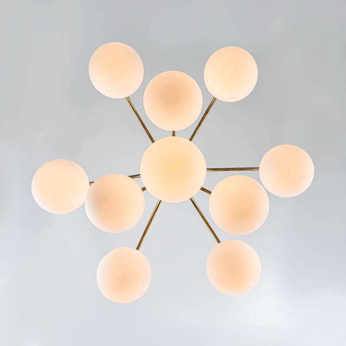 Funky 10-Light Tiered Round Opal Glass Globe Bubble Chandelier
