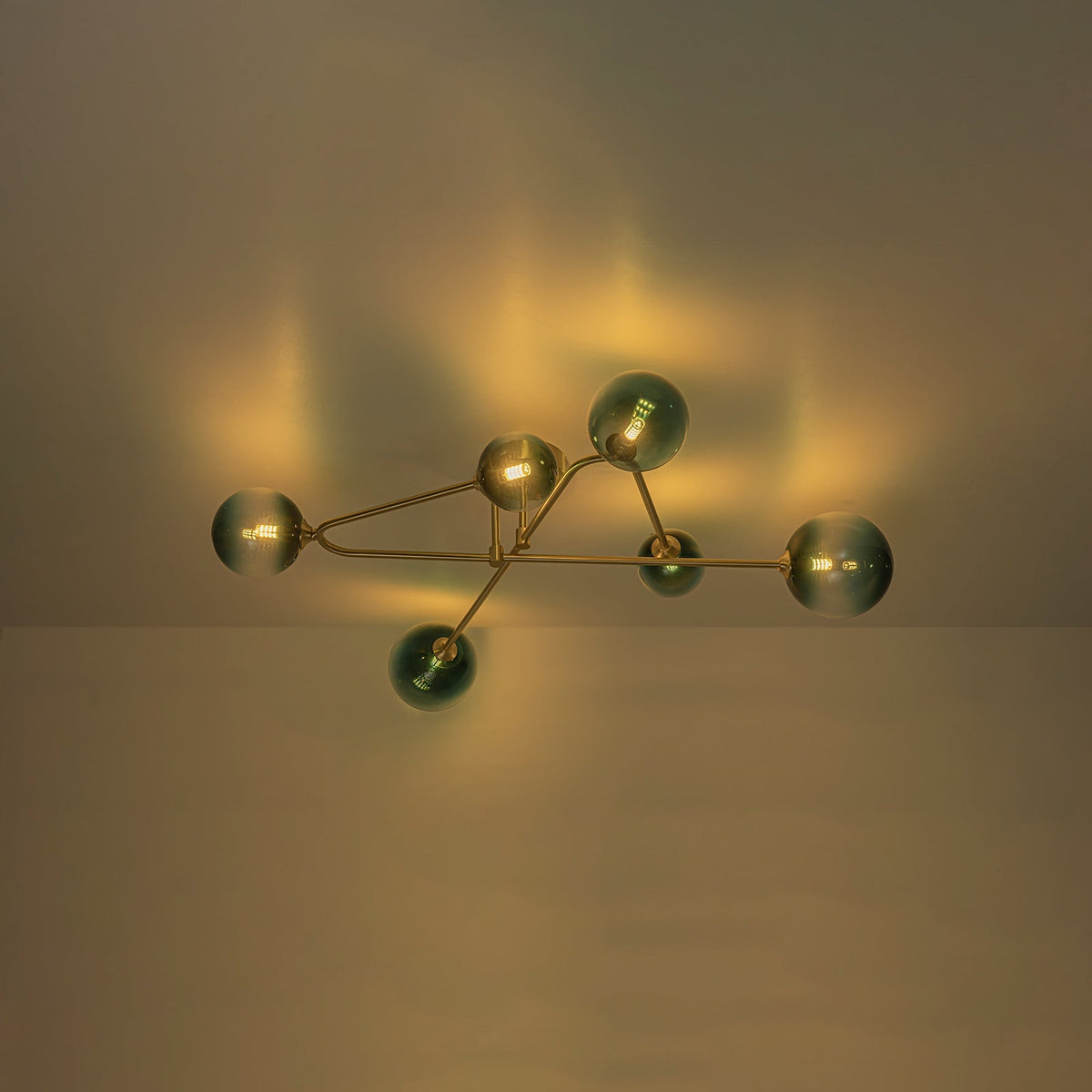 Funky Blue Glass Bubble Linear Sputnik Semi Flush Mount