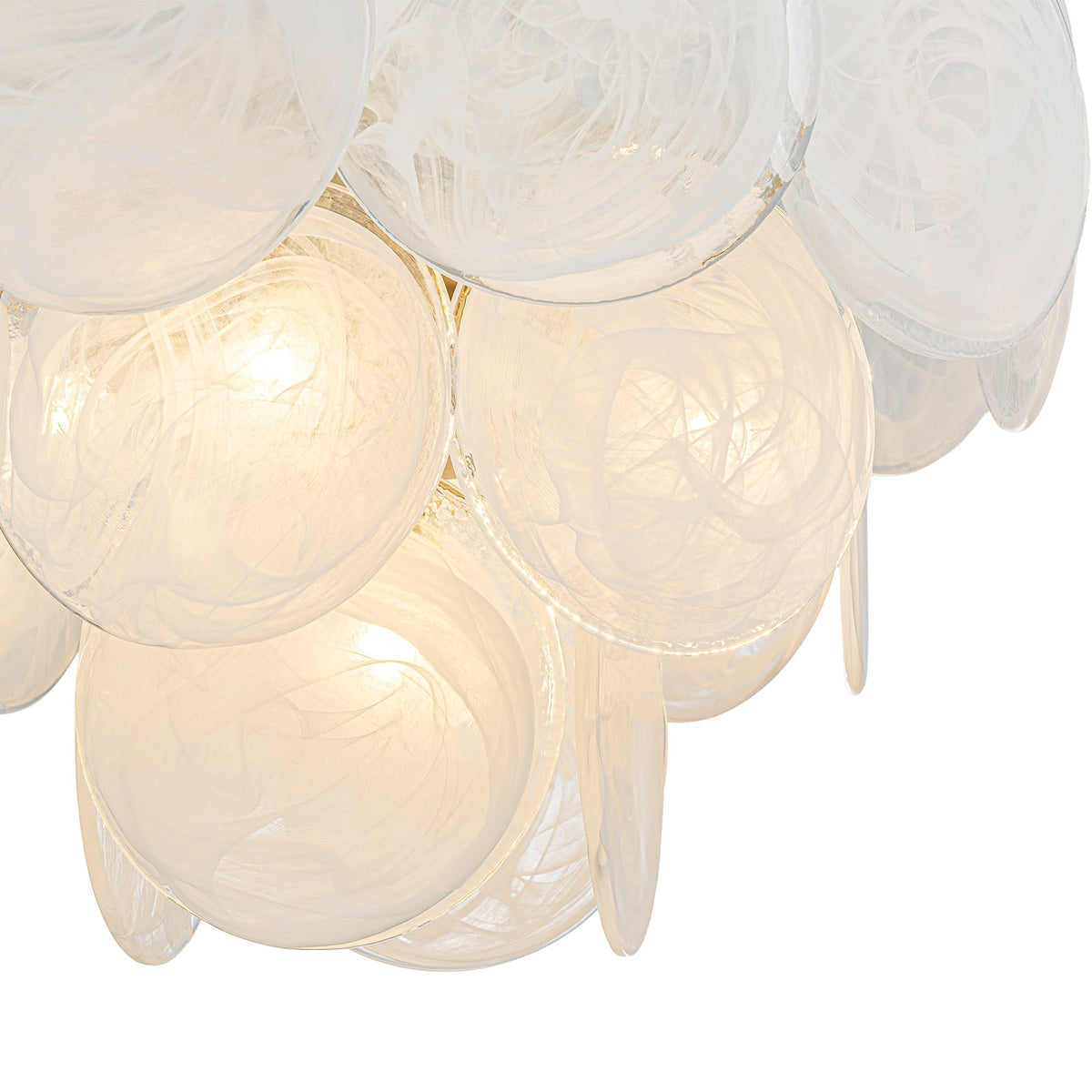 Glam Brass Opal Swirl Glass Round Tiered Chandelier
