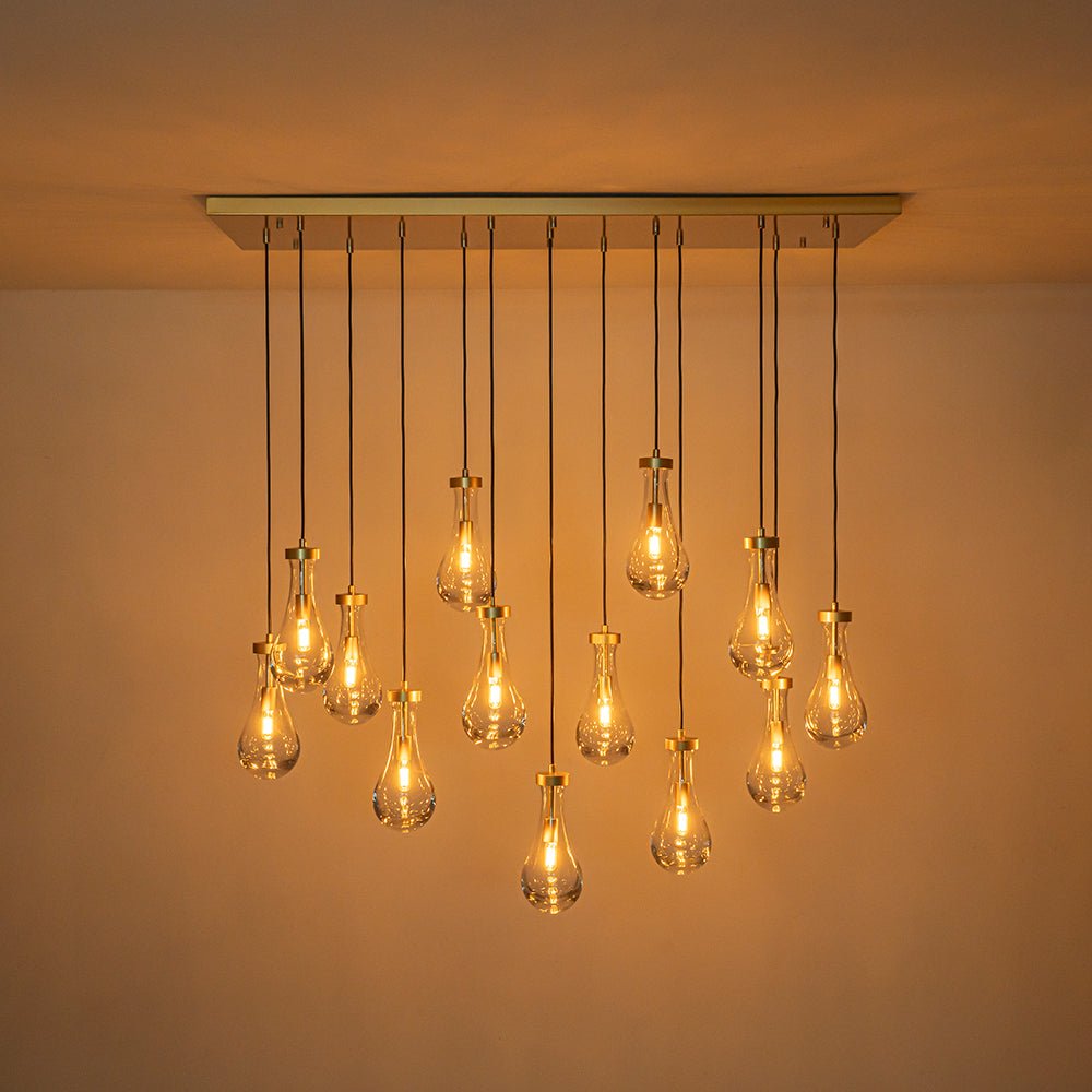 Glam Cluster 13-Light Teardrop Glass Linear Island Pendant