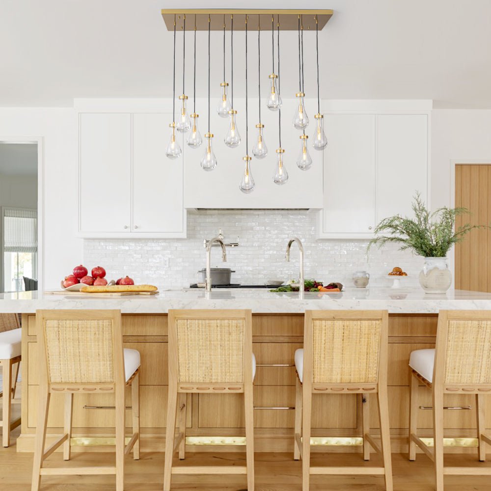 Glam Cluster 13-Light Teardrop Glass Linear Island Pendant