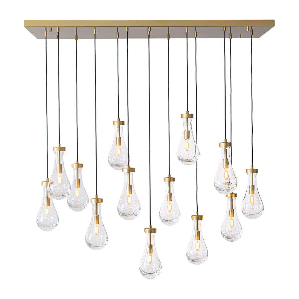 Glam Cluster 13-Light Teardrop Glass Linear Island Pendant