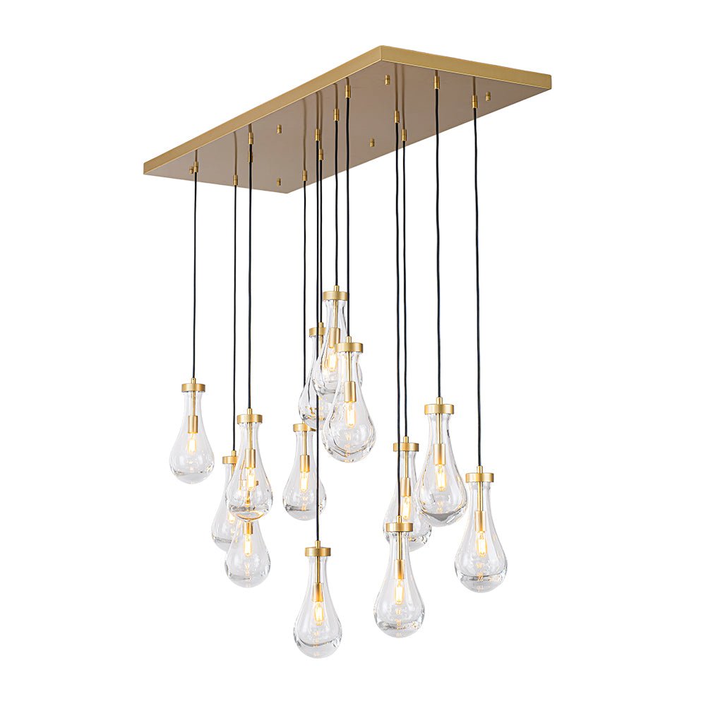 Glam Cluster 13-Light Teardrop Glass Linear Island Pendant