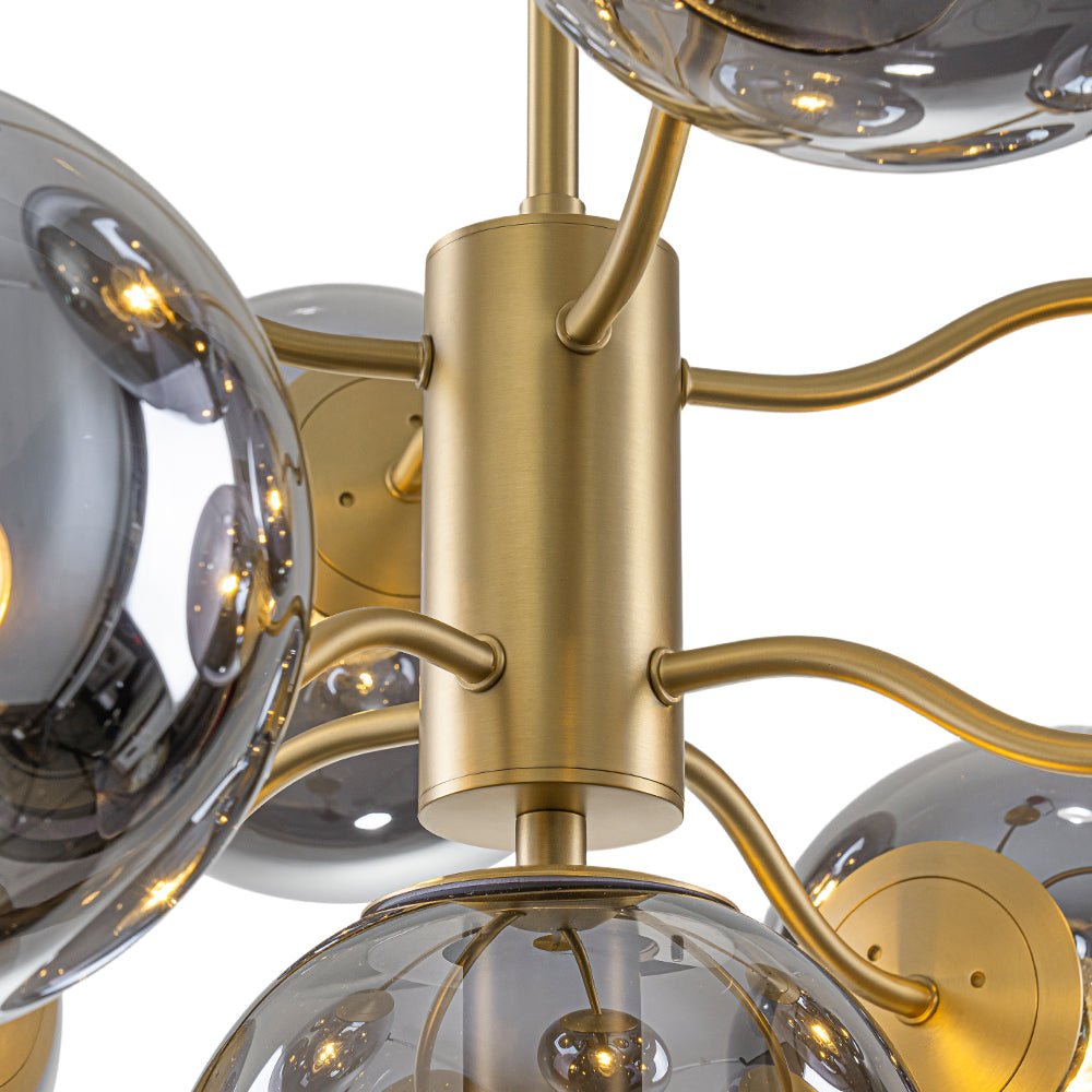 Glam Dark Pearl Smoked Glass Globe Bubble Sputnik Chandelier