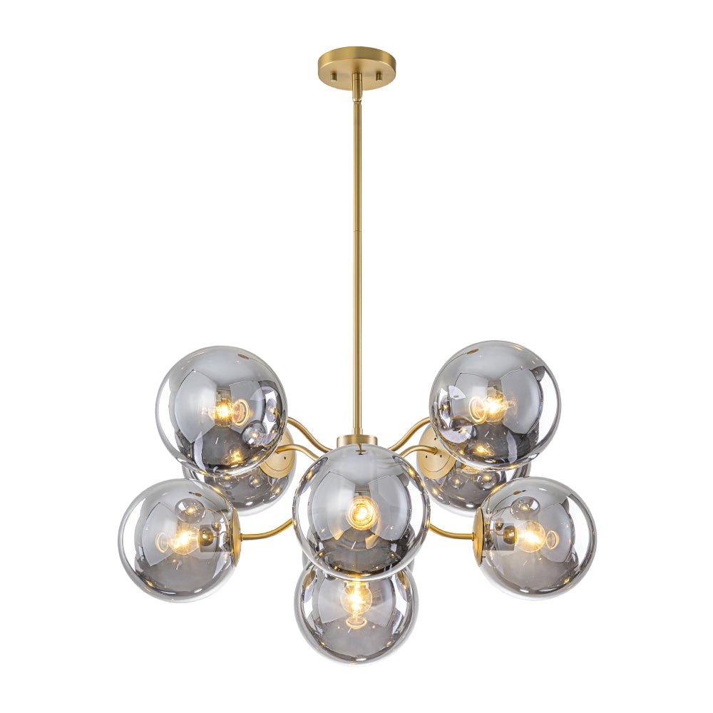 Glam Dark Pearl Smoked Glass Globe Bubble Sputnik Chandelier
