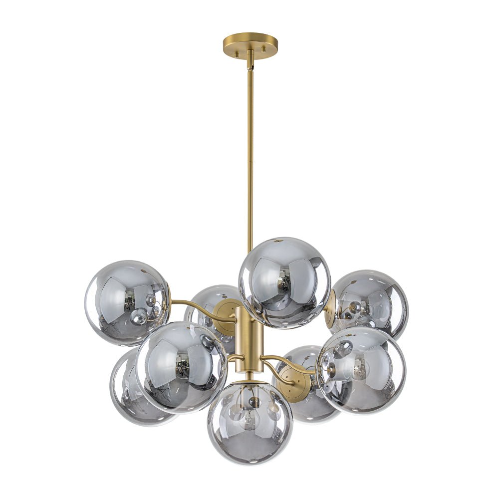 Glam Dark Pearl Smoked Glass Globe Bubble Sputnik Chandelier