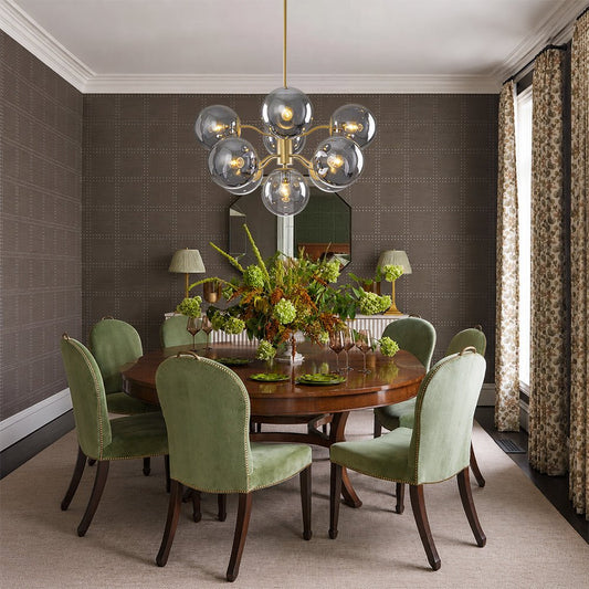Glam Dark Pearl Smoked Glass Globe Bubble Sputnik Chandelier