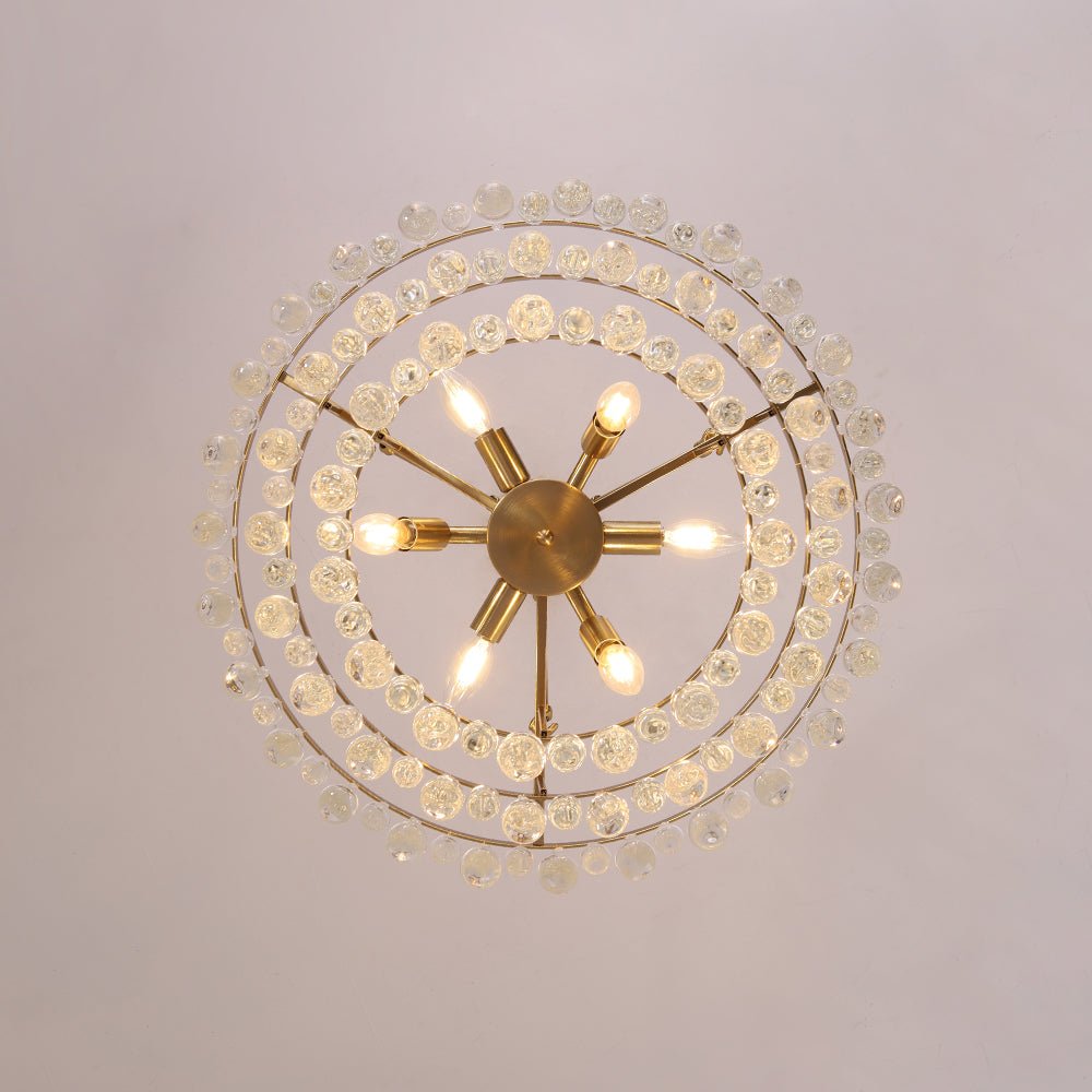 Glam Luxe Brass Tiered Crystal Raindrop Round Chandelier
