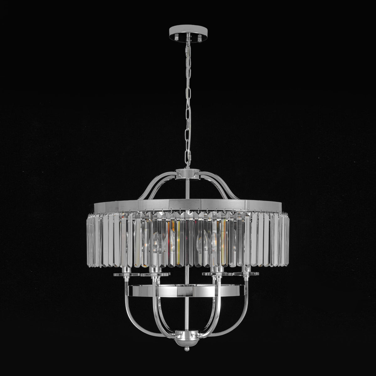 Glam Luxury 6-Light Faceted Crystal Round Cage Chandelier