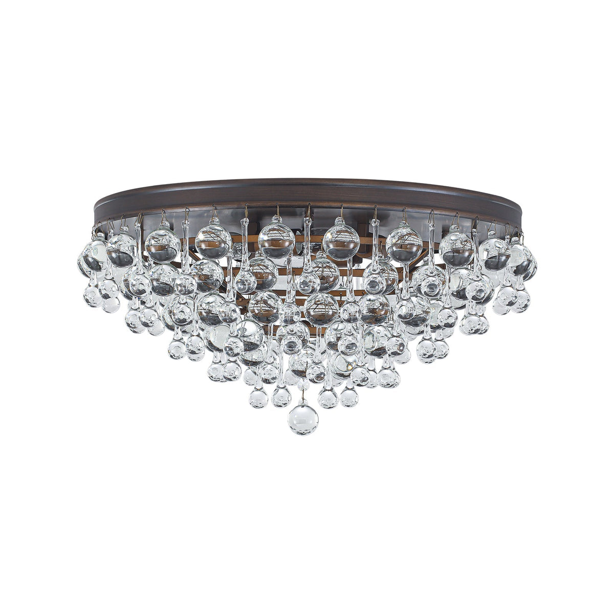 Glam Tiered Cascaded Crystal Raindrop Round Semi Flush Mount