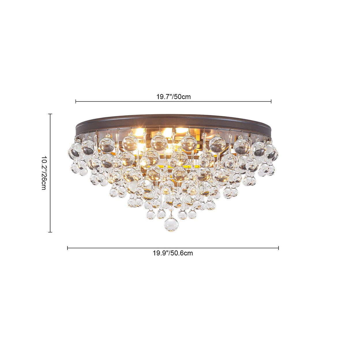 Glam Tiered Cascaded Crystal Raindrop Round Semi Flush Mount
