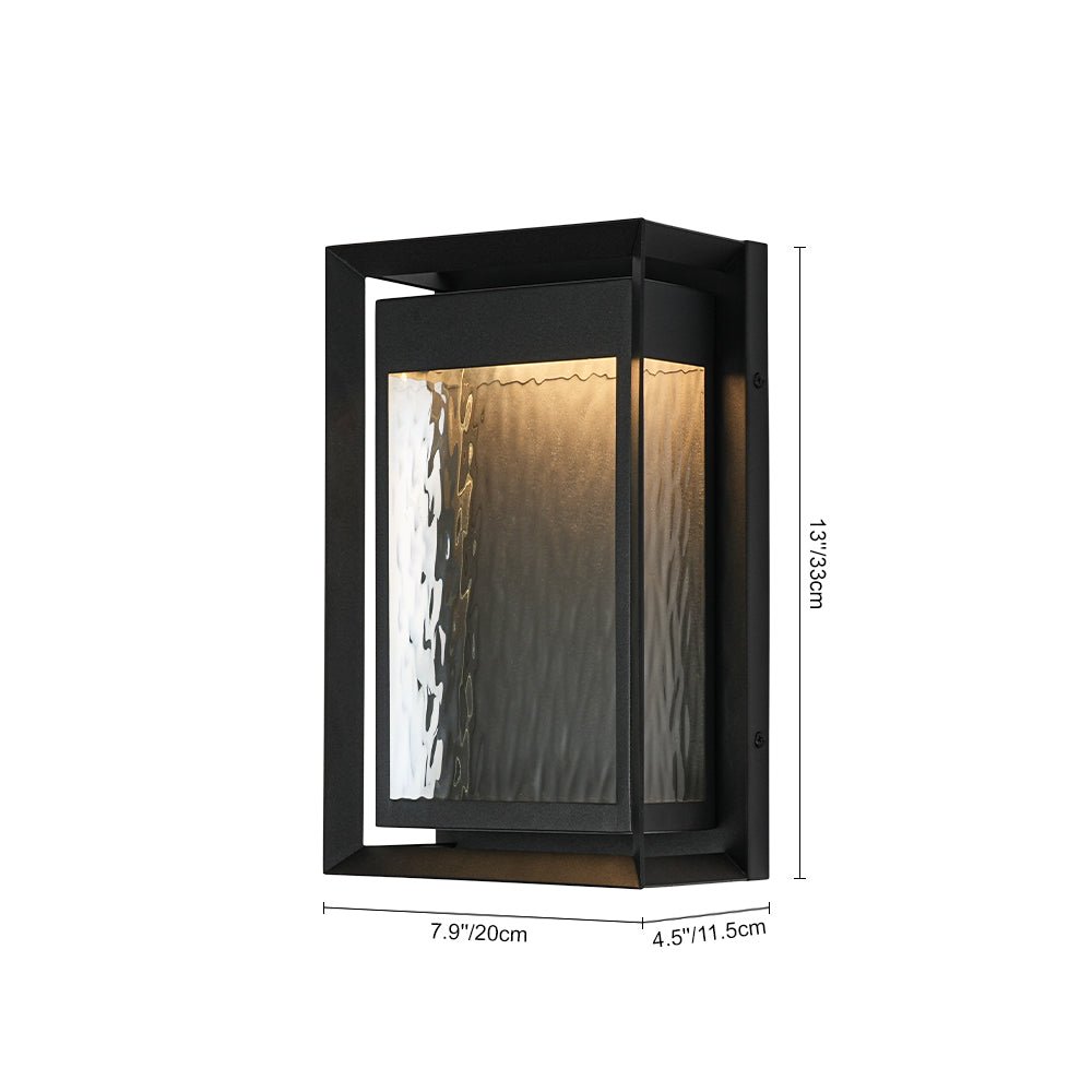 IP23 Rippled Glass Rectangle Dimmable LED Outdoor Wall Lantern