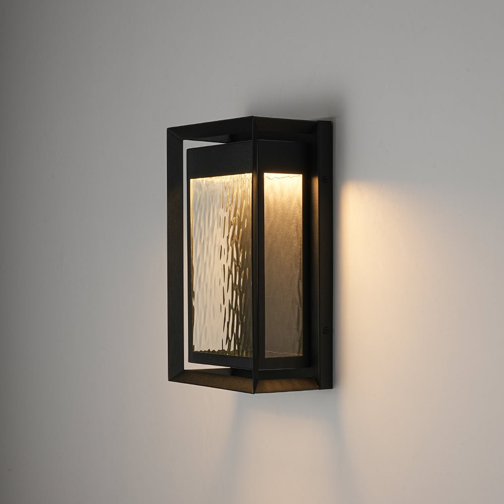 IP23 Rippled Glass Rectangle Dimmable LED Outdoor Wall Lantern
