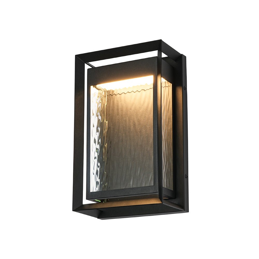 IP23 Rippled Glass Rectangle Dimmable LED Outdoor Wall Lantern