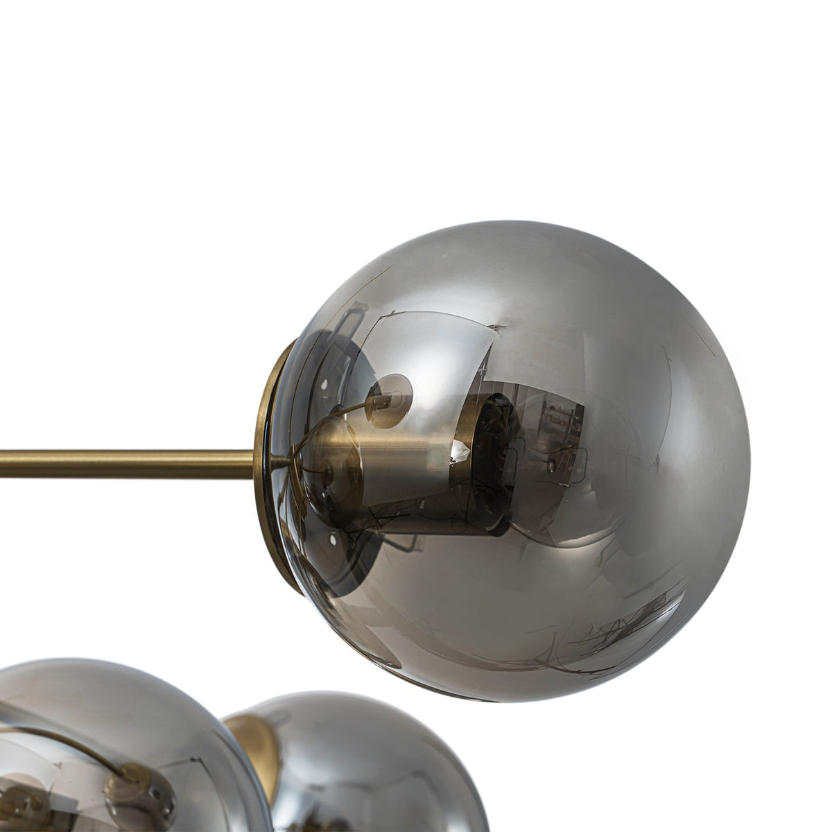 Mid-Century 12-Light Smoked Glass Globe Tiered Sputnik Chandelier